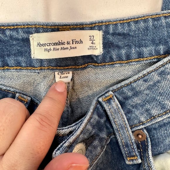 Abercrombie & Fitch Curve Love High Rise Mom Distressed Jean Vintage Blue 27 - Picture 4 of 12